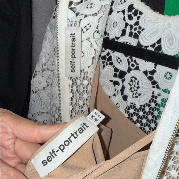 Self-Portrait White Lace Jacket with nude lining - Picture 6 of 6